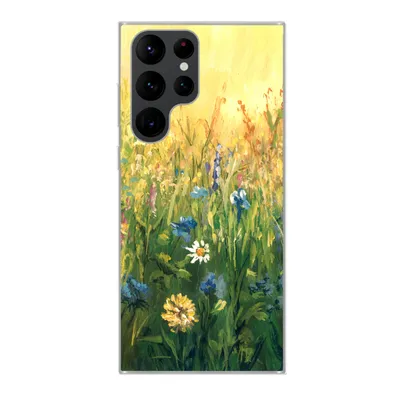 Produktbild von MuchoWow® Handyhülle Schutzhülle Hülle für Samsung Galaxy S22 Ultra Blumen - Aquarell - Sonne Silikon Softcase Handy Hülle - Abbildung