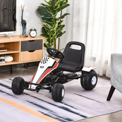 Imagen del producto de Karting de pedales para niños | Color: Blanco | Dimensiones: 25,98 x 40,94 x 22,44 cm