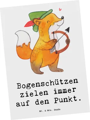 Produktbild von Mr. & Mrs. Panda Postkarte Bogenschützen Fokussierung - Weiß - Geschenk, Zielgenauigkeit, Sport, Postkarten, Fotokarte, Ansichtskarte, Sportarten, Sportart, Grußkarte