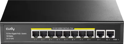 Obrázok produktu pre CUDY GS1010PE - Gigabit Ethernet (10/100/1000) - Power over Ethernet (PoE) - Rack-Einbau - Wandmontage