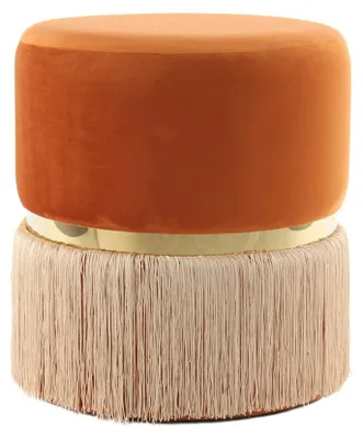 Image de Pouf Rebecca Orange et Or avec Franges