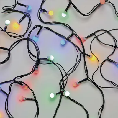 LED vánoční cherry řetěz – kuličky, 30 m, venkovní i vnitřní, multicolor, časovač