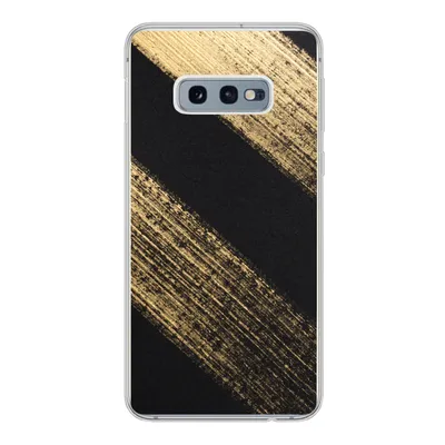 Produktbild von MuchoWow® Handyhülle Schutzhülle Hülle für Samsung Galaxy S10e Goldene Farbstreifen auf schwarzem Hintergrund Silikon Softcase Handy Hülle - Handy