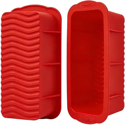 Produktbild von Rechteckige Silikon-Kastenform, 25,5 x 12,5 x 7 cm, mit Antihaftbeschichtung, für Brot und Kuchen, gefriergeeignet, rot