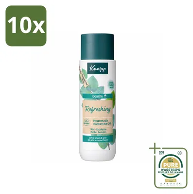 Imagen del producto de 10 unidades de gel de ducha Kneipp, refrescante, con menta y eucalipto, 200 ml, pack ahorro