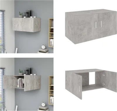 Zdjęcie produktu dla vidaXL Szafka ścienna betonowa szara 80 x 39 x 40 cm Materiał drewnopochodny - Półka ścienna - Półki ścienne - Szafka ścienna - Szafki ścienne