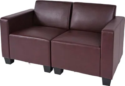 Zdjęcie produktu dla Modułowa sofa 2-osobowa Lyon, imitacja skóry  ~ Czerwono-brązowy