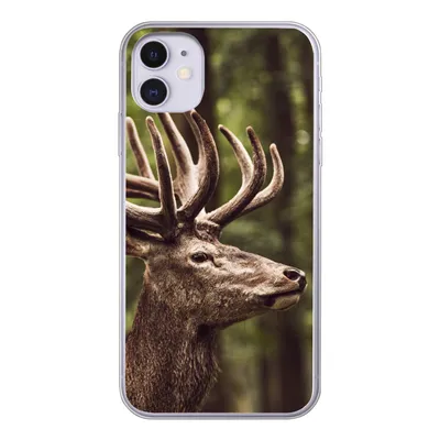 Produktbild von MuchoWow® Handyhülle Schutzhülle Hülle für iPhone 11 Hirsch - Natur - Geweih - Wald - Tiere Silikon Softcase Handy Hülle - Handytasche