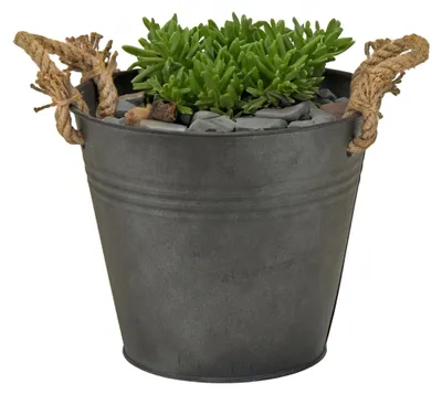 Produktbild von Mega Collections Eimer/Pflanztopf Old Rope -Zink - anthrazit - D22 X 20 cm