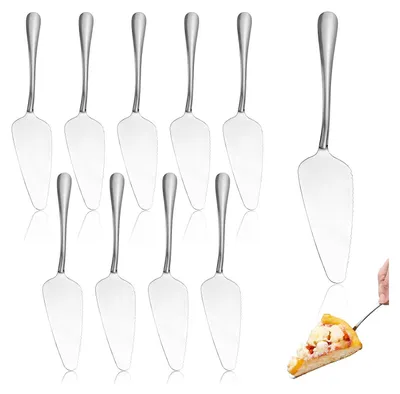 Produktbild von 10 Stück Tortenheber Set Edelstahl Tortenschaufel Kuchenheber Tortenmesser, Kuchenschaufel mit Gezackten Kanten, Tortenheber mit Messer für Restaurant