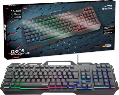 Zdjęcie produktu dla SPEEDLINK Orios Metal RGB, Pełnowymiarowy (100%), Przewodowa, USB, LED, Czarny