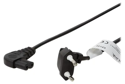 Obrázok produktu pre Logilink Netzkabel Euro Stecker90°IEC Stecker90°0,75m bk