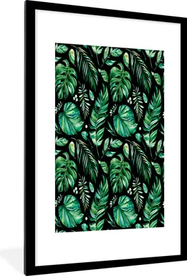 Produktbild von MuchoWow® MuchoWow® Gerahmtes Poster Blätter - Vintage - Natur 60x90 cm - Poster mit zchwarzem Bilderrahmen - Dekoration - Wandposter Wohnzimmer - Hochwertig