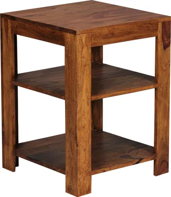 Produktbild von WOHNLING Standregal MUMBAI Massiv-Holz Sheesham 60 cm Wohnzimmer-Regal mit 2 Ablagefächer Design Landhaus-Stil Beistelltisch