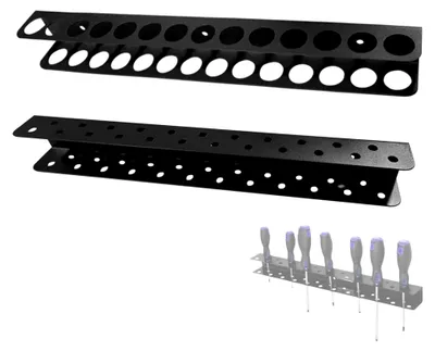 Produktbild von 2er Set Wandhalterung für Werkzeuge, 40 cm Zangenhalter und 40 cm Schraubendreherhalter, aus Kohlenstoffstahl, zur Organisation von Werkstatt, Schuppen, Garage (Schwarz)