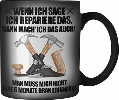 Produktbild von Trendation - Hausmeister Farbwechsel Zauber-Tasse Lustiges Geschenke Lustig Spruch Haustechniker Geschenkidee Sprüche (Schwarz)
