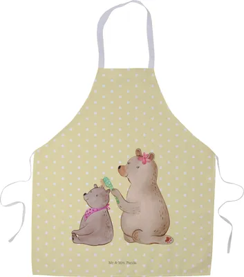 Produktbild von Mr. & Mrs. Panda Arbeitsschürze Bär Kind - Gelb Pastell - Geschenk, Küchenschürze, Mutter, Vorbinder, Muttertag, Bären, Kochschürze, Schürze, Backschürze, Mama