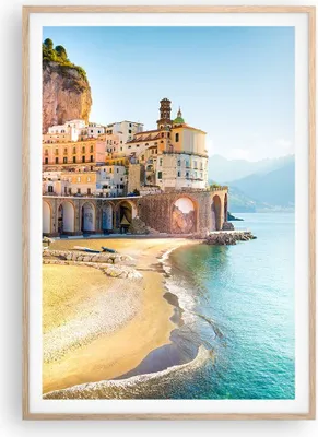 Produktbild von Gerahmtes Poster - Rahmen in heller Eiche - Küste Amalfi Italien - 70x100 cm - Wand Bild - Wanddeko - Wandbilder - Kunstposter - Wandposter - Bilderrahmen - Bilder - Kunstdruck - P2NPA70x100-5187