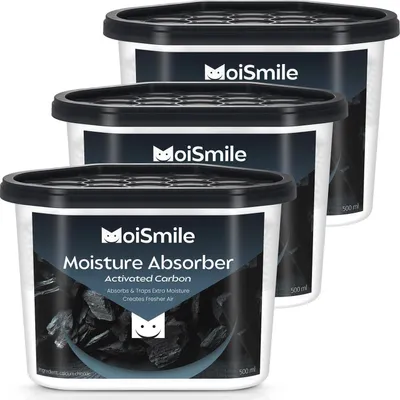 Image de Lot de 3 absorbeurs d'humidité, charbon actif, déshumidificateurs pour armoires, voitures, caves, 10,5 oz