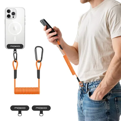 Produktbild von MoKo Handyband mit Karabiner, ausziehbar bis 80 cm, Orange