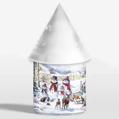 LED-Laterne Schneemann-Familie 21 cm Dekoration