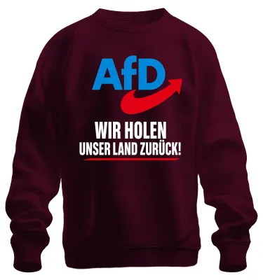 Immagine prodotto di AfD: Riprendiamoci il nostro paese. Dichiarazione patriottica. Felpa con scritta sarcastica. Colore: bordeaux, taglia L