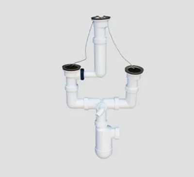 Produktbild von SANIT Ab-und Überlaufgarnitur G1 1/2x40 mit Flaschengeruchsverschluss 33.029.00..0000