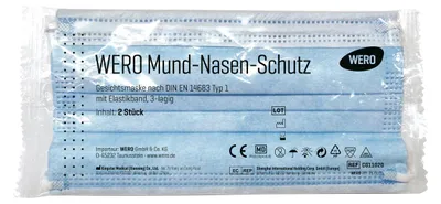 Produktbild von WERO Mund-Nasen-Schutz, 2 Stk/Pkg