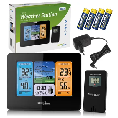 Obrázek produktu pro Zelenomodrá barva rádiové meteorologické stanice s napájecími bateriemi DCF pro fáze měsíce GB526