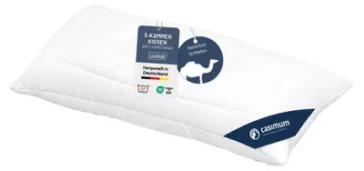 Produktbild von Kamelhaarkissen, 3-Kammer Kopfkissen 40x80 cm, Kissen 100% Kamelhaar (Außen), CASIMUM
