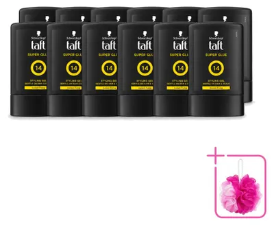 Immagine prodotto di 12 confezioni di gel fissante Taft Men Power, super adesivo - Tenuta estrema, 14 ore - 300 ml - Confezione risparmio - 12 pezzi
