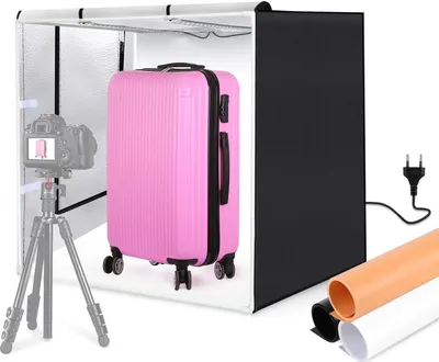 Produktbild von PULUZ PU5080 80 * 80 * 80 cm grosses faltbares LED-Lichtzelt Desktop-Fotostudio-Leuchtkasten 80 W Softbox 156 LED-Perlen 5500 K dimmbar mit 3 farbigen Kulissen fuer Studio-Produktfotografie