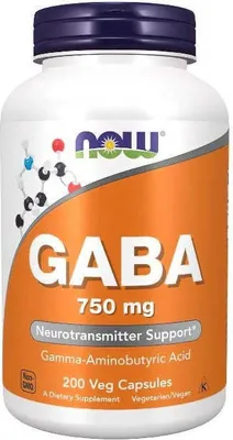 Produktbild von GABA 750 mg 200 Veg-Kapseln Now Foods