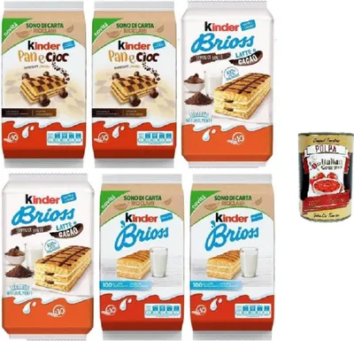 Produktbild von Kinder Pan e Cioc & Brioss, Sortiment aus Milch- und Schokoladengebäck, 6er-Pack, breakfast sweet snack 290g + Italian Gourmet polpa 400g