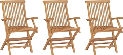 Obrázok produktu pre Skladacie záhradné stoličky 3 ks tíkový masív