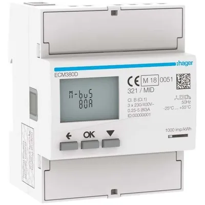 Immagine prodotto di Contatore di energia trifase Hager ECM380D