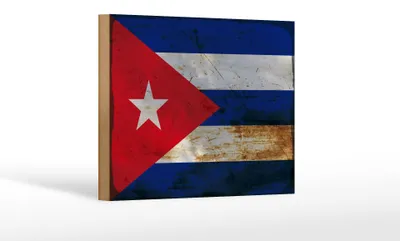 Produktbild von Holzschild Flagge Kuba 18x12cm Flag of Cuba Rost