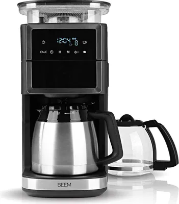 Produktbild von BEEM 04260, Filterkaffeemaschine, Kaffeebohnen, Eingebautes Mahlwerk, 1000 W, Schwarz, Silber
