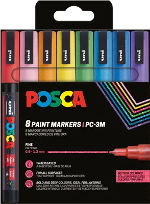 Immagine prodotto di Posca 186539 POSCA Marker UNI PC-3M 8er Set Glitter