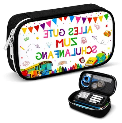 Produktbild von Federmäppchen zur Einschulung, Alles Gute zum Schulanfang | Schlamppermäppchen mit großer Kapazität für Jungen und Mädchen
