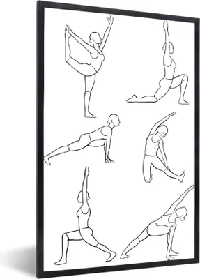 Produktbild von MuchoWow® Gerahmtes Poster Yoga - Frauen - Weiß 60x90 cm - Poster mit Schwarzem Bilderrahmen Wandposter Rahmen Foto Bilder - Kunst