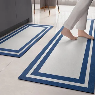 Productafbeelding van Superabsorberende keukenmat, 44 x 75 cm + 44 x 75 cm, snel drogende keukenmat, wasbare, antislip mat voor keuken, eetkamer of wasruimte (blauw)