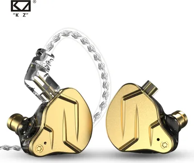 Obrázek produktu pro Sluchátka do uší KZ ZSN Pro X, jeden kruh, jedna žehlička, 3,5 mm drátový mobilní telefon, kovová sluchátka, vyměnitelný kabel, zlatá bez mikrofonu