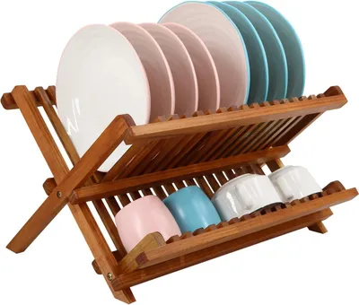 Produktbild von Faltbares Teak Abtropfgestell - Organizer für die Küche - 2-stufig