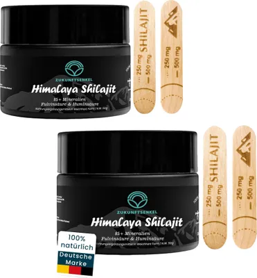 Produktbild von 2er- Set Shilajit Himalaya Harz Rein 2x 50g Mumijo Resin Fulvinsäure Immunsystem Energie Energiebooster