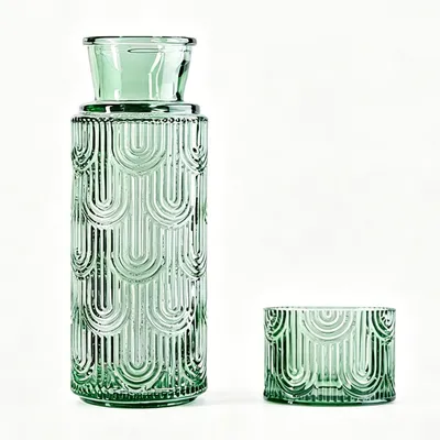 Immagine prodotto di Elzusha - Brocca in vetro con coperchio, 630 ml, ideale per acqua e succhi