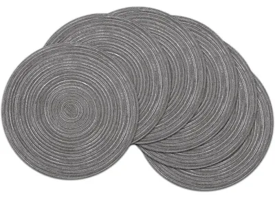 Produktbild von Tischsets Platzsets Abwaschbar Rund Geflochten Hitzebeständig Dunkelgrau 6er Set 38 cm