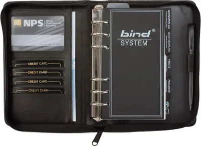 Produktbild von bind Systemplaner A6 – Schwarzes Leder mit Reißverschluss 20 x 15 x 4 cm