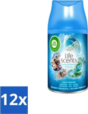 Immagine prodotto di Air Wick - Ricarica per deodorante per ambienti - Oasi turchese - Spray automatico - 250 ml - Confezione Value Pack - 12 pezzi