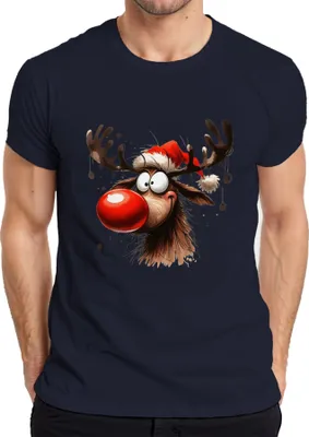 Produktbild von Lustiges Reh Rentier Rudolf Elch - Weihnachten Xmas Christmas Herren T-Shirt, Navy, XXL